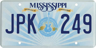 MS license plate JPK249