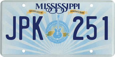 MS license plate JPK251