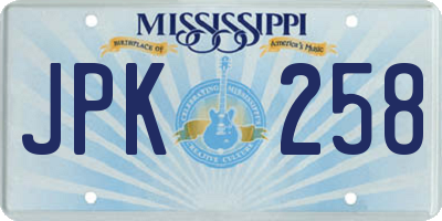 MS license plate JPK258