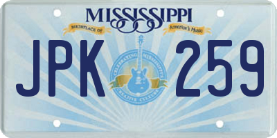 MS license plate JPK259