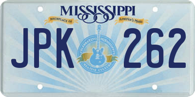 MS license plate JPK262