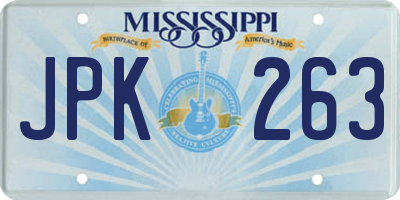 MS license plate JPK263