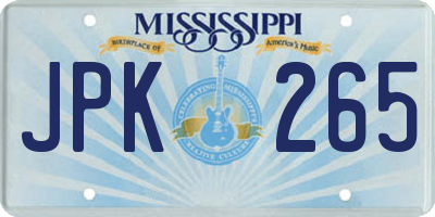 MS license plate JPK265