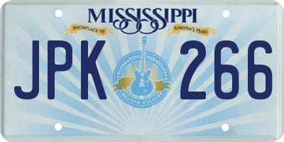 MS license plate JPK266
