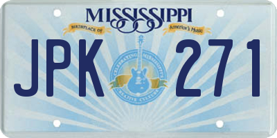 MS license plate JPK271