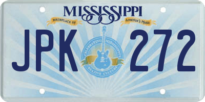 MS license plate JPK272