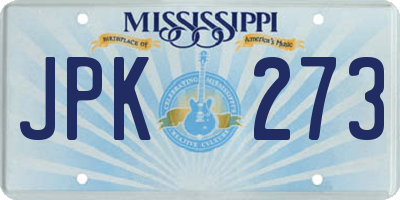 MS license plate JPK273