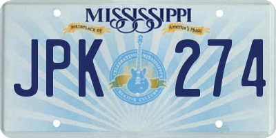 MS license plate JPK274