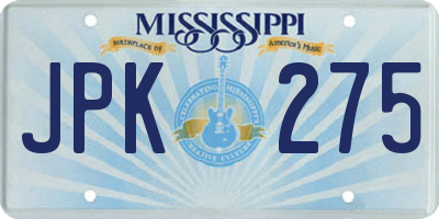 MS license plate JPK275