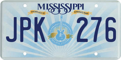 MS license plate JPK276