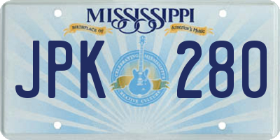 MS license plate JPK280