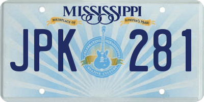 MS license plate JPK281