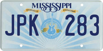 MS license plate JPK283