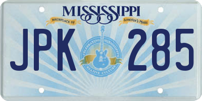 MS license plate JPK285