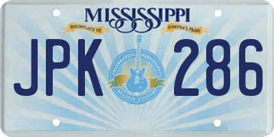 MS license plate JPK286