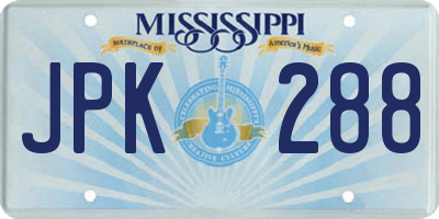 MS license plate JPK288
