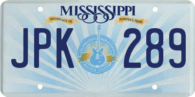 MS license plate JPK289