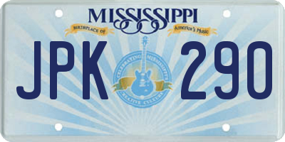 MS license plate JPK290