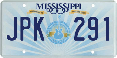 MS license plate JPK291