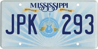 MS license plate JPK293