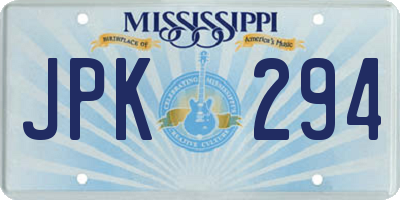 MS license plate JPK294