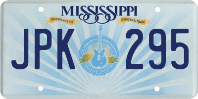 MS license plate JPK295