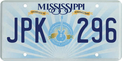 MS license plate JPK296