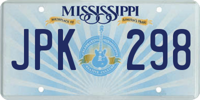 MS license plate JPK298