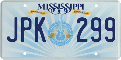 MS license plate JPK299