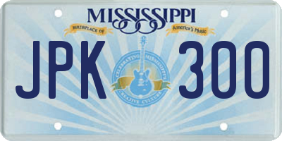 MS license plate JPK300