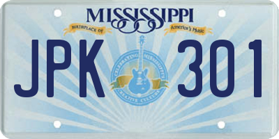 MS license plate JPK301