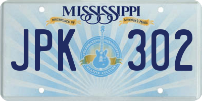 MS license plate JPK302