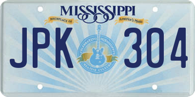 MS license plate JPK304