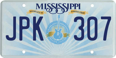 MS license plate JPK307