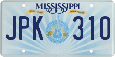 MS license plate JPK310
