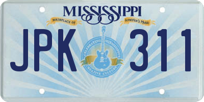 MS license plate JPK311