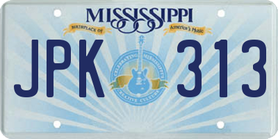 MS license plate JPK313