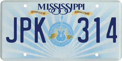 MS license plate JPK314