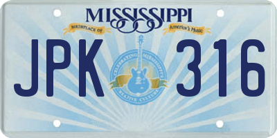 MS license plate JPK316