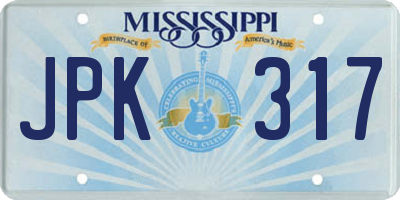 MS license plate JPK317