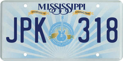 MS license plate JPK318