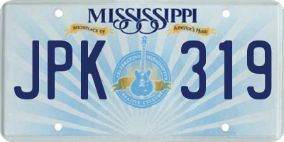 MS license plate JPK319