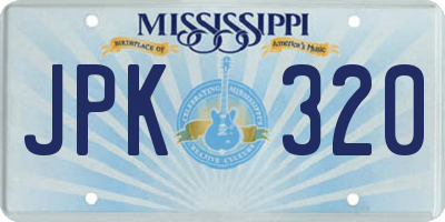MS license plate JPK320