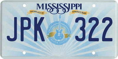 MS license plate JPK322
