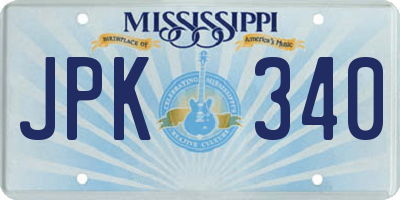 MS license plate JPK340