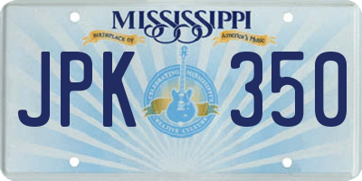 MS license plate JPK350