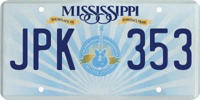 MS license plate JPK353