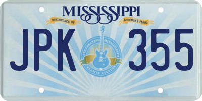 MS license plate JPK355