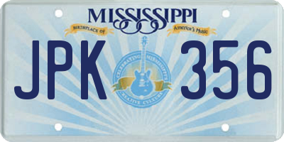 MS license plate JPK356
