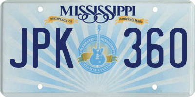 MS license plate JPK360